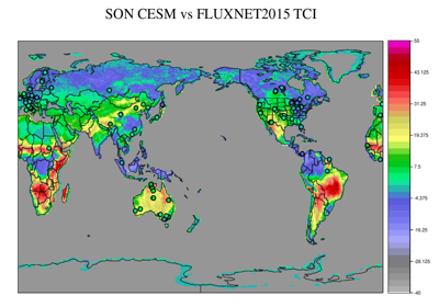 PointStat: CESM and FLUXNET2015 Terrestrial Coupling Index (TCI)